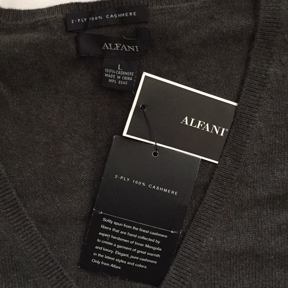 NWT Alfani 2 Ply Cashmere V Neck Sweater - Picture 5 of 6